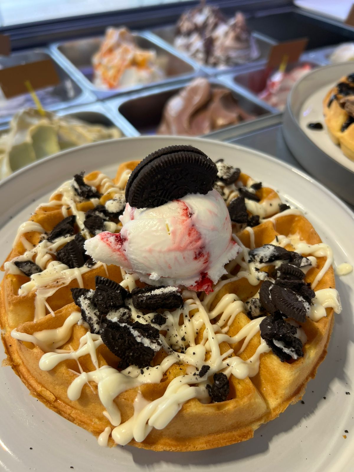 White Chocolate Oreo Ice Cream Waffle