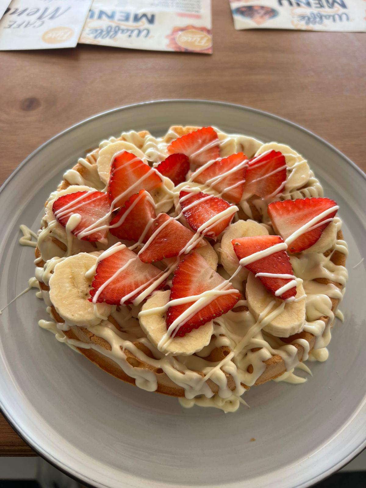 White Chocolate Strawberry Banana Waffle